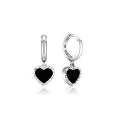 Damenohrringe Damen Luxus Elegante Ohrringe Sterling Silber Liebesform Ohrringe Schwarzer Achat Pfirsich Herz Ohrringe Schmuck Ohrringe von Generic