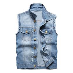 Denim Gilet Damen - Ärmellos Knopfverschluss Lässige Lockere Jeansweste Lässige Ärmellose Jeansweste Für Damen Mit Knopfleiste Denim Jeans Weste Kleidung Streetwear von Generic