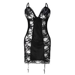 Dessous Damen Sexy Unterwäsche Dessous-Sets Für Damen Ungepolstert Hinten Offen Reizwäsche Halfter Spitzed Dessous Durchsichtige Dessous Sex Damen Bodysuit Zipper Nachtwäsche Mit BH Und Slip von Generic