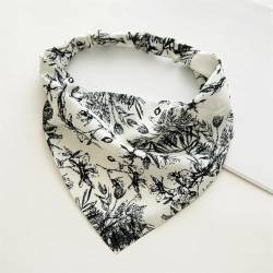 Elastizität Bandanas Haarschal Druck Stirnband Bandanas Blume Dreieck Kopftuch Dreieckiges Haarband(Black) von Generic