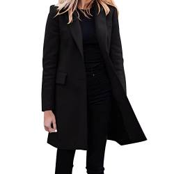 Frauen Casual leichte dünne Jacke dünner Mantel Langarm Blazer Büro Business Mäntel Jacke Mantel Damen Schwarz Elegant von Generic