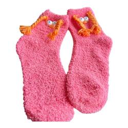 Frauen Männer Flauschige Socken Weihnachten Flauschige Socken Für Frauen Niedliche Winter Slipper Socken Für Erwachsene 120015204 (Pink, One Size) von Generic