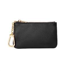 Geldbörse wechseln Einfache Damen-Schlüsselanhänger-Münztasche aus weichem Leder mit Reißverschluss (Farbe : Black, Size : 11x1.5x7cm) von Generic