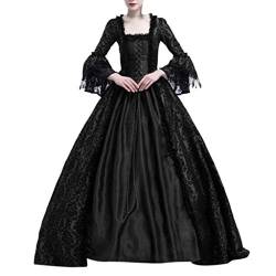 Generic Damen Gothic Kleid Mittelalterliches Kostüm Mittelalter Kleid Vintage Steampunk Kleid Gothic Kostüm Damen Hexenkostüm Schnürkleid von Generic