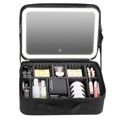 Make-up-Taschen-Organizer, Make-up-Tasche mit großem Fassungsvermögen,Make-up-Tasche mit Reißverschluss | Vielseitige Reisekosmetiktasche mit großem Fassungsvermögen, Spiegel und Lichtern für von Generic