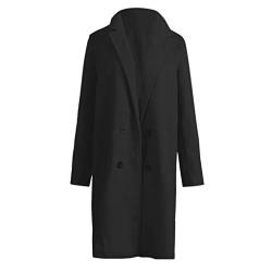 Generic Mantel Damen Winter Mantel Blazer Wollmantel Slim Fit,Business Frauenmantel Herbst Winter Trenchcoat Lang Warme GroßE GrößEn üBergangsjacke Winterjacke, Schwarz, L von Generic