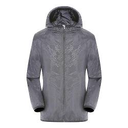 Generic Regenjacke Damen Wasserdichte Windjacke Kurz Leichte Übergangsjacke Einfarbig Softshelljacke Kapuzenjacke Reißverschluss Outdoorjacke mit Kapuze (A4-Grey,4XL) von Generic