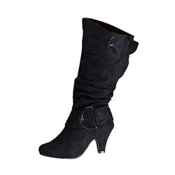 Gummistiefel FüR Damen Absatz Schuhe Fersenstiefel Frauen High Stiefel Retro Stiefel Booties VerjüNgt FüR Frauen, Damen Gummistiefel, Schuhe Boots Damen, Halbschuhe Damen Mit Absatz von Generic