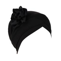 Haartuch Eid Al Fitr Damen-Stirnband mit seitlichen Blumen, muslimisches Stirnband Football Ausrüstung Mädchen (Black, One Size) von Generic