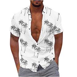 Hawaiihemd Herren Freizeithemden Baumwolle Strandhemd Hawaii Hemd Männer Kurzarmhemd Herrenhemden Palmen Blumen Druck Sommerhemd Regular Fit Slim Fit Kurzarmshirt Oberteile von Generic