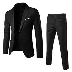 Herren Anzug Slim Fit Herrenanzug 3-Teilig Blazer Anzüge Herren Modern Sakko Hose Weste für Business Hochzeit Party (Black, M) von Generic