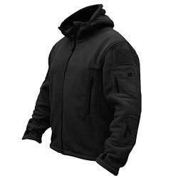 Herren Fleecejacke Military Outdoor Winddichte Jacke mit Kapuze (Schwarz, XL) von Generic