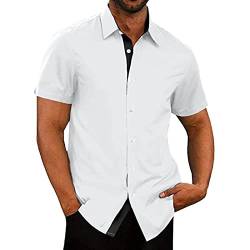 Herren Hemd Businesshemd Kurzarm Freizeithemd Herrenhemden Casual Regular Fit (White, M) von Generic