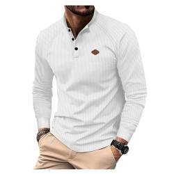 Herren Poloshirt Festkörper Waffelmuster Pullover Halbfrontknöpfe Langarm Shirt von Generic