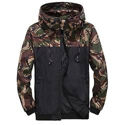 Herren Regenjacke Atmungsaktiv für Männer Wetterfeste Hochwertige Allwetter Regenjacke Herren Wasserdicht Outdoorjacke,Herren Casual Print Outdoorjacke von Generic