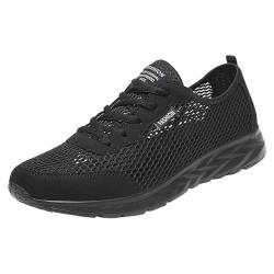 Herren Schuhe Gefüttert Mode Und Casual Männer Flache Leichte Mesh Atmungsaktive Einfarbig Torsion Schuhe Herren (Black, 45) von Generic