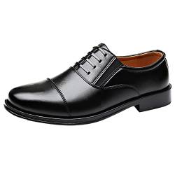 Herren Schuhe Peu Herren Lederschuhe Business Attire Herren Jugend Runde Zehenschuhe Britische atmungsaktive und vielseitige Freizeitschuhe Schwarze Schuhe Herren 43 (Black, 46) von Generic