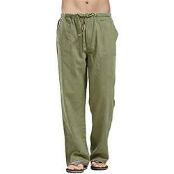 Herren Sommerhose Lang Leicht Baggy Weites Bein Leinenhose Sommerhose Leinen mit Gummizug Weit Herrenhose Stoffhose Haremshose Freizeithose von Generic