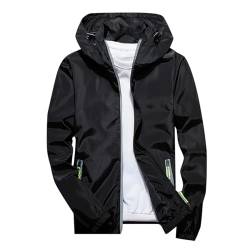 Herren Übergangsjacke Winddicht Softshelljacke Outdoor Reflektierend Funktionsjacke Full-Zip Freizeitjacke Windbreaker Leicht Wanderjacke Sport Outdoorjacke mit Kapuze von Generic