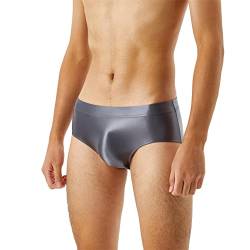 Herren Wetlook Shorts Briefs Wetlook Slip Schwarz Unterwäsche Lackoptik Pants Latex Slip mit Penis Ring Latexslip für Herren und Männer sexy Rubber Pants offen mit Penisring von Generic