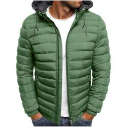 Herren Winterjacke mit Kapuze Basic Daunenjacken Winter Steppjacke Puffer Herren-Jacken Warm Jacket Outdoor Daunenmantel Baumwolle Softshelljacke Angebote Des Tages Heute Grün L von Generic