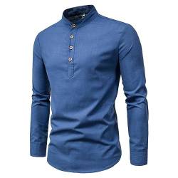 Herren -formelles Hemd Langarm Hälfte Button -up -bandkragen Business -Shirt Solid Farbe Normales von Generic