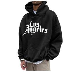 Hoodie Herren,Pullover Herren LOS Angeles Langarm Hoodie mit Kapuze Tasche Oversize Kapuzenpullover Casual Sport Fitness Winter Sweatshirt Kapuzenjacke Kapuzenpulli Pulli Sweatjacke von Generic