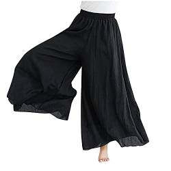 Hosenrock, Leinenhose Damen Sommer 7/8 Leinen Hosenrock Hose Baumwolle für Frauen Sommerhose Damen Leicht 3/4 Haremshose Bequem Stoffhose Lose Freizeithose Pumphose Yogahose Jogginghose Sporthose von Generic