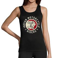 Indian Motorcycle Riders 1901 Tanktop-T-Shirt aus Baumwolle mit Rundhalsausschnitt für Damen Schwarz Large von Generic