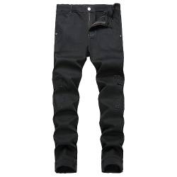 Jeans Herren Straight Stretch Jeanshose Hip-Hop Jeans Der Neuen Saison Jogginghose Baggy Jeans Light Denim Gerade Hosen Große Hose Sportlich Business Freizeithose Straight Fit Jeans-Hose von Generic