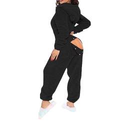 Jumpsuit Damen Kuschelig Mit Po Klappe - Overall Mit Ohren Offener Schritt Badysuit Sexy Fleece Schlafanzug Einteiler Flausching Pyjama Plüsch Onesie Festlich Freizeitanzug von Generic