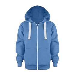 Kinder Jungen Hoodie Jacke mit Reißverschluss Einfarbig Sportlich Kapuzenpullover Langarm Locker Sweatjacke mit Kordelzug&Taschen Mädchen Rippensaum Kapuzenjacke Sweatshirt 3-12 Jahre Herbst Winter von Generic