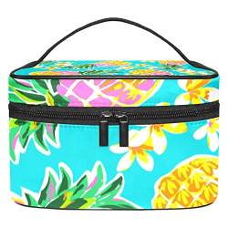 Kleine Make up Tasche, Reißverschlusstasche, Reise Kosmetik Organizer für Frauen und Mädchen,Hawaiischer Frucht Ananas Blumen Sommer modern von Generic