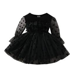 Kleinkind Kleinkind Neugeborenes Baby Mädchen Langarm Solide Polka Dot Tüll Kleid Prinzessin Kleid Outfits Kleidung Adventsgeschichten Kinder (Black, 3-6 Months) von Generic