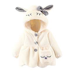 Kleinkinder Cartoon Winterjacke Baby Mädchen Fleecejacke mit Hasenohren Niedlich Neugeborenes Warme Plüsch Manteljacke+Schulranzen Strickjacke Baumwolle Gefütterte Jacke Kinder (White, 0-6 months) von Generic