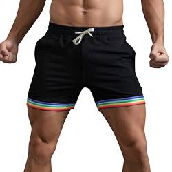 Kurze Hosen Herren Sport Sportshorts Stoffgürtel aus 100% Baumwolle Baumwolle Bermuda Tennishose Kurz Hose Herren Bund und Atmungsaktive Herren in klassischen Farben von Generic