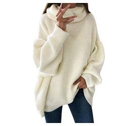 Langarm Rundhals Rollkragenpullover Damen Strickpullover Winter Sweater Pullover Knitted Stricken Sweatshirt Winterpullover Grobmaschig Regular Fit Strickwaren Strickoberteil Damenpullover von Generic