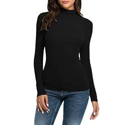 Langarmshirt Damen Dünne Pullover Female Oberteil Mit Langen ÄRmeln Stehkragen Basic Langarm Shirts von Generic