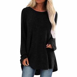 Longshirt Damen Sommer Herbst Tunika Einfarbig Langarm Große Größen Lange Oberteile Bedruckte Longbluse Longpullover T Shirt Casual Lose Elegant Pullover Bluse Sweatshirt Langarmshirt Hemd Tops von Generic