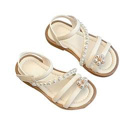 Mädchen Kinder Keilsandalen - Leder Sandalen für Mädchen Sandalen mit Lederfußbett Perle Tanzschuhe Mit Weichen Sohlen Prinzessin Schuhe Sommer Mesh Atmungsaktive Baby Kinder Mädchen von Generic