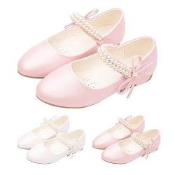 Mary Jane Halbschuhe Flache Mädchen Ballerina Schuhe Mit Perlen Leder Geschlossene Sandalen rutschfeste Prinzessin Schuhe Elegant Party Tanzschuhe Kommunionschuhe Kleinkindschuhe von Generic