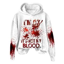 Mir geht's gut, das ist Nicht Mein Blut. Weiße Hoodies, Halloween-Blut-Hoodies, leichte Hoodies für Männer, übergroße Pullover,Herren Hoodies Damen Weiße Sarkastisc T-Shirts Sweatshirts (White, L) von Generic