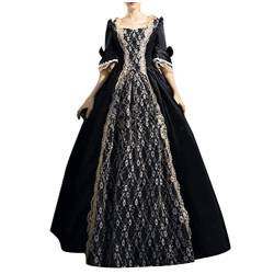 Mittelalter Kleid Mädchen Renaissance Retro Partykleid Viktorianisches Renaissance Gothic Prinzessin Lange Kleider Halloween Cosplay Kostüm Karneval Kleidung von Generic