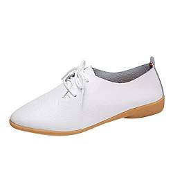 Mode Frauen atmungsaktive Spitze up Schuhe Wohnung beiläufige Schuhe Brautschuhe Flach Brautschuhe Ivory Silberne (White, 42) von Generic