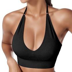 Neckholder Sport BH Rückenfrei Fitness Bustier Damen Gepolstert Push Up BH Ohne Bügel Sport BH Top Yoga Bra Mittlerer Halt Workout von Generic