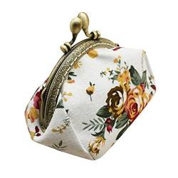 Neue 2024 Weihnachten Hasp Kupplung Vintage Blume Brieftasche Kleine Dame Tasche Frauen Retro Geldbörse Brieftasche Opa Brieftasche von Enkel, weiß, Einheitsgröße von Generic