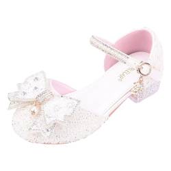 Prinzessin Mädchen Schuhe - Perle Kristall Bling Bowknot Sandalen Kinder Kleinkind Tanzschuhe Stöckelschuhe, wojonifuiliy01-Schuhe für Fest Geburtstag Party (White, 30 Little Child) von Generic