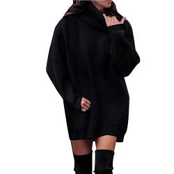 Pullover Damen Lange Rollkragenpullover Winterpullover Einfarbig Strickpullover Oversize Winter Lässiges Pulli Sweater Langarm Sweatshirt Strickpulli Elegant Longpullover von Generic