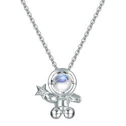 S925 Mode Anhänger Halskette Persönlichkeit Wild Natürlicher Mondstein Schlüsselbein Kette Für Frauen Schmuck Geschenke,Silber von Generic