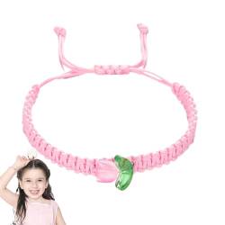 Schnurarmband,Blumenarmband | String Flower Tulpe Gewebte Armbänder,Verstellbares handgefertigtes geflochtenes Seilarmband, böhmisches Armband für Kinder, Mädchen von Generic